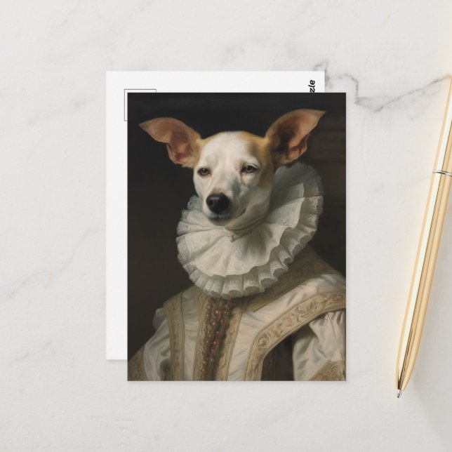 Carte Postale Portrait historique de chien (Devant/Arrière en situation)