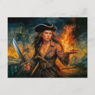 Carte Postale Portrait légendaire de la pirate Anne Bonny