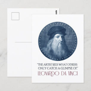 Carte Postale Portrait Leonardo da Vinci avec devis