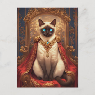 Carte Postale Portrait Majestueux de Chat Royal Siamois