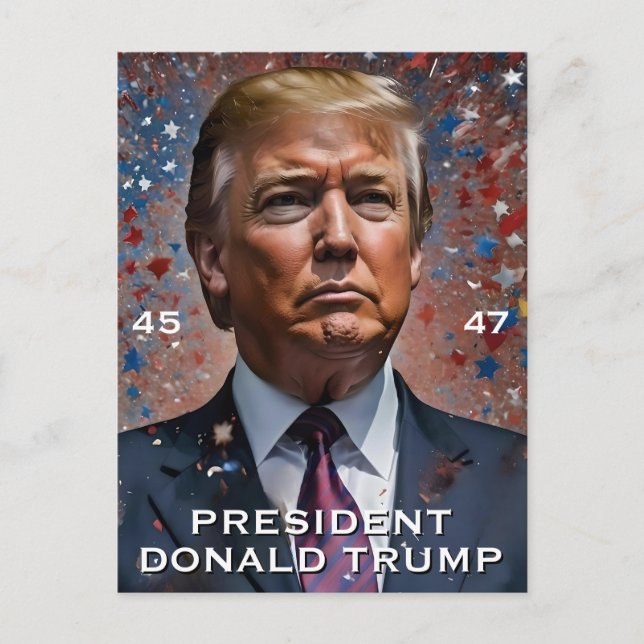 Carte Postale Portrait moderne du président Donald Trump (Devant)
