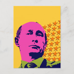 Carte Postale Portrait Pop Art de Poutine rose