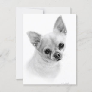 Carte Postale Portrait réaliste Chihuahua - Peinture à l'huile