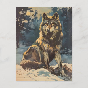 Carte Postale Portrait vintage du loup