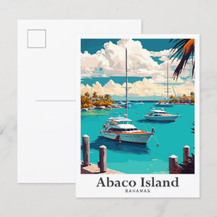 Carte Postale Portrait Vintage voyage Abaco Bahamas