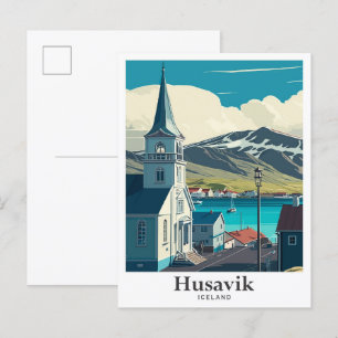 Carte Postale Portrait Vintage voyage d'art Husavik Islande