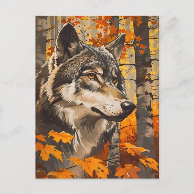 Carte Postale Portrait Wolf vintage (Devant)