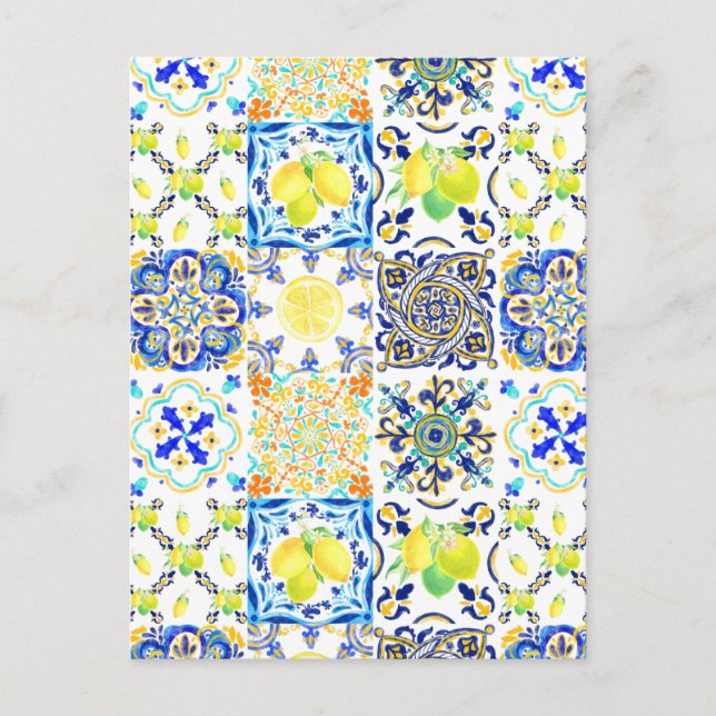 Carte Postale Portugais Majolica Azulejo Citron méditerranéen (Devant)