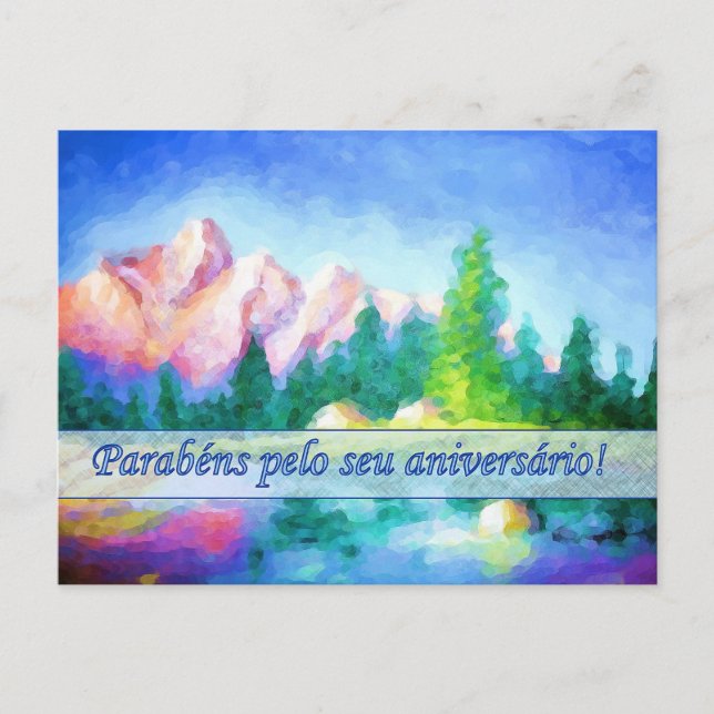 Carte postale portugaise Anniversaire Rose Mountai (Devant)
