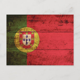 Carte Postale Portugal Drapeau sur le vieux grain de bois