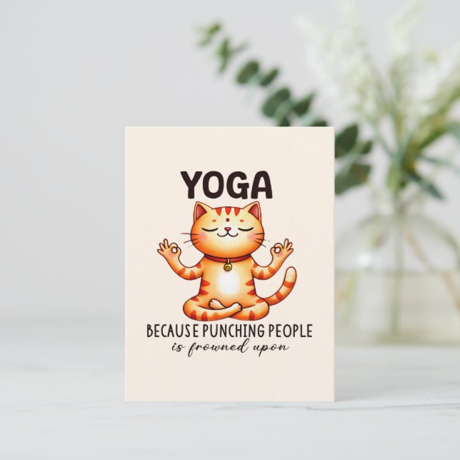 Carte Postale Pose de Yoga de chat - Drôle Yoga (Debout devant)