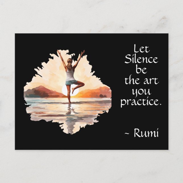Carte Postale Pose de yoga et citation silencieuse de Rumi (Devant)