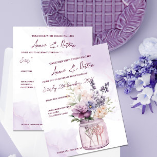 Carte Postale Poser Des Fleurs Violettes Dans Mason Jar Mariage 