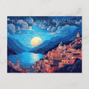 Carte Postale Positano Amalfi Côte Peinture d'Italie Voyage Art