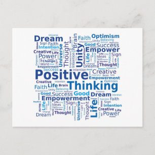 Carte Postale Positive Thinking Word Cloud - Blue Colors