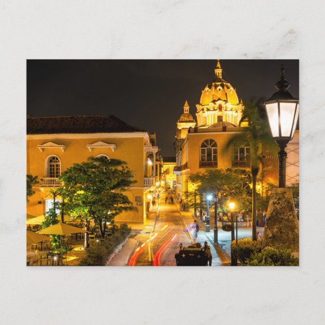 Carte Postale Postal, Cartagena Nocturna, Colombie (Devant)
