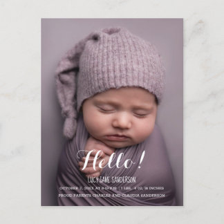 Carte Postale Postal de anuncio nacimiento Hello!