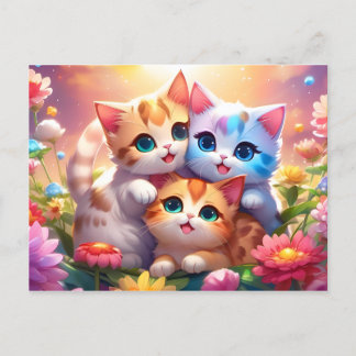 Carte Postale Postal kawaii gatitos