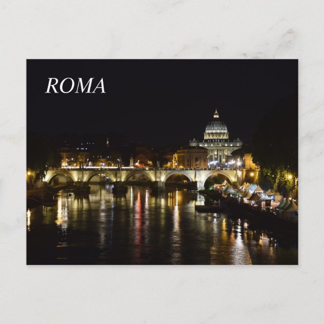 Carte Postale Postale de Rome la nuit (Devant)