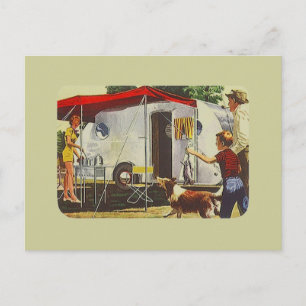 Carte Postale Postcard Vintage Retro Travel Trailer Camping Trip