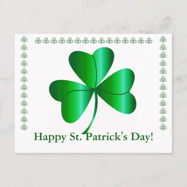 Carte Postale Postcard with Shamrock, St Patrick's Day Greeting (Devant)