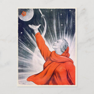 Carte Postale Postcard with Vintage USSR Propaganda Print