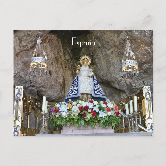 Carte Postale Poste Virgen de Covadonga en Asturias, España (Devant)