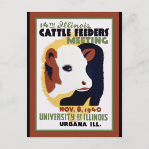 Carte Postale Poster d'alimentation de bétail Urbana Illnois