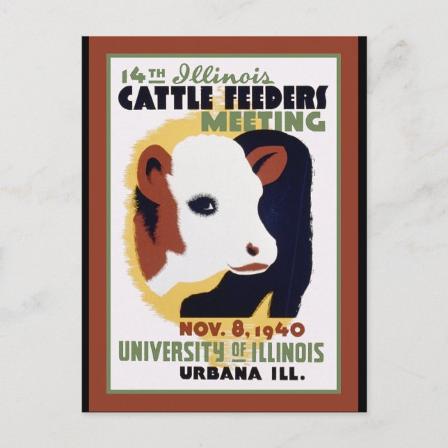 Carte Postale Poster d'alimentation de bétail Urbana Illnois (Devant)