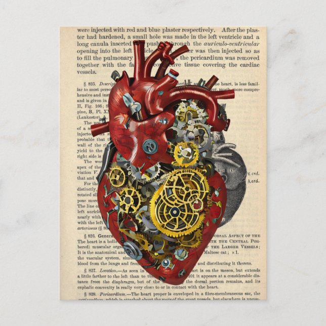 Carte Postale Poster d'art Steampunk Coeur Humain Anatomie (Devant)