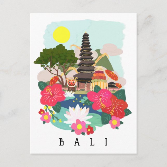 Carte Postale Poster de la fête de Galungan à Bali (Devant)