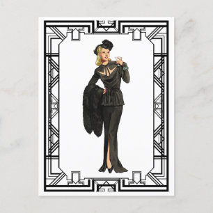 Carte Postale Poster de la robe noire Retro des années 1940 vint