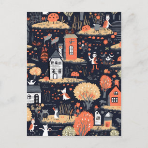 Carte Postale Poster de la ville d'Halloween