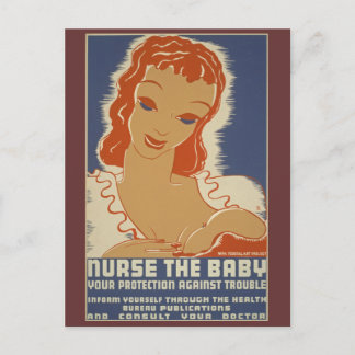 Carte Postale Poster de l'infirmière pour bébé WPA
