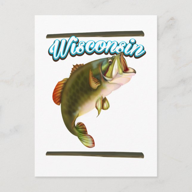 Carte Postale Poster de pêche du Wisconsin (Devant)