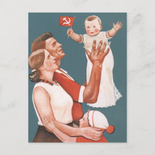 Carte Postale Poster de propagande de la famille soviétique