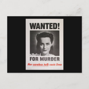 Carte Postale Poster de propagande "Recherché pour meurtre" 2ÈME