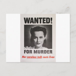 Carte Postale Poster de propagande "Recherché pour meurtre" 2ÈME