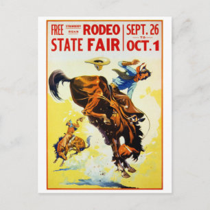 Carte Postale Poster de rodéo des années 1930 vintage restauré