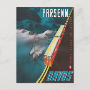 Carte Postale Poster de ski vintage, Davos