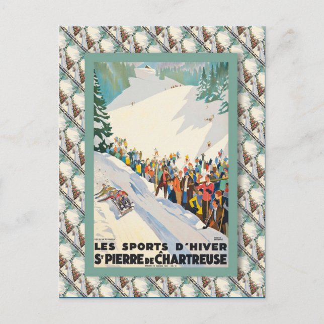 Carte Postale Poster de ski vintage, France, St Pierre de Chartr (Devant)