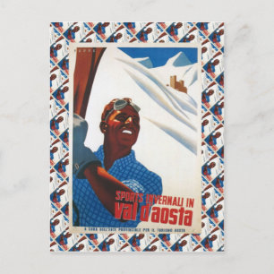 Carte Postale Poster de ski vintage, Italie, Val d'Aosta