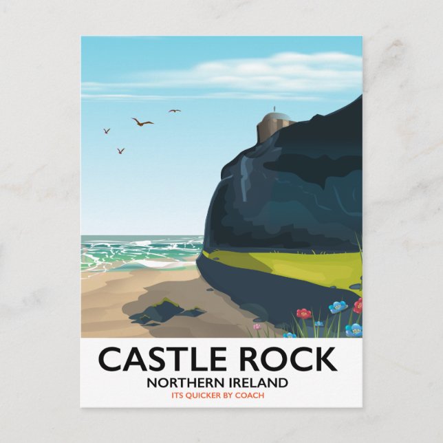 Carte Postale poster de voyage de castle rock north irlande. (Devant)