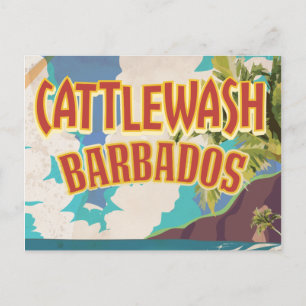 Carte Postale Poster de voyage de Cattlewash Beach Barbados.