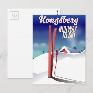 Carte Postale Poster de voyage de ski en Norway Kongsberg.