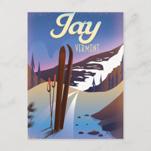 Carte Postale Poster de voyage de ski Jay Vermont USA.