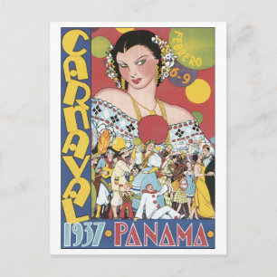 Carte Postale Poster de voyage du Carnaval vintage 1937 Panama