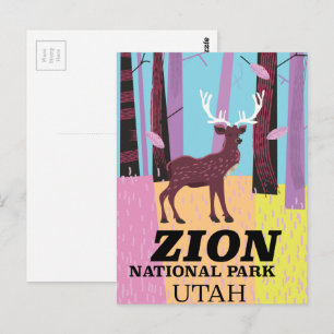 Carte Postale Poster de voyage du parc national de Zion Utah.