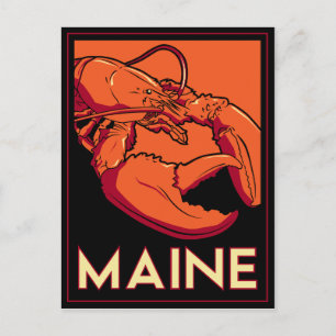 Carte Postale poster de voyage rétro art déco du Maine