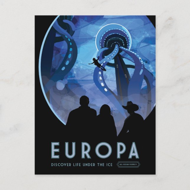 Carte Postale Poster de voyage Retro Space - Jupiter's Moon Euro (Devant)